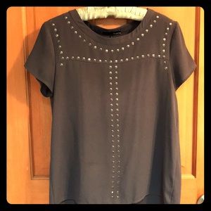 Charcoal grey blouse with gunmetal detailing